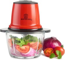MisterChef Red Mini Chopper, Blender, Food Processor, 3 bi-Level Blades -EU PLUG