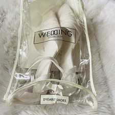 Debut Bridal Court Shoes Ivory Satin Closed Toe Heels Dyeable UK Size 5 in Bag