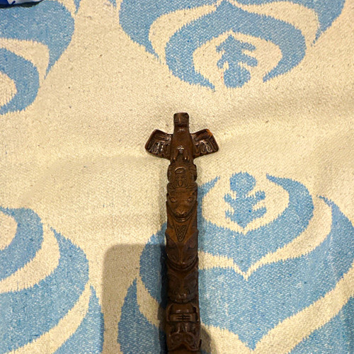 Carved wooden totem pole - wooden,
