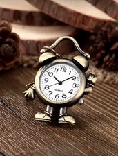 Vintage Alarm Clock Shape Keychain Mini Creative Gift Novelty Quarts Watch