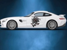 Rose Tattoo Style Car Decal; Thorns And Skeleton Style Decal; Custom Car Decal