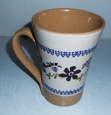 NICHOLAS MOSSE IRELAND HAND PAINTED POTTERY PURPLE CLEMATIS TALL 5.5"  MUG RARE