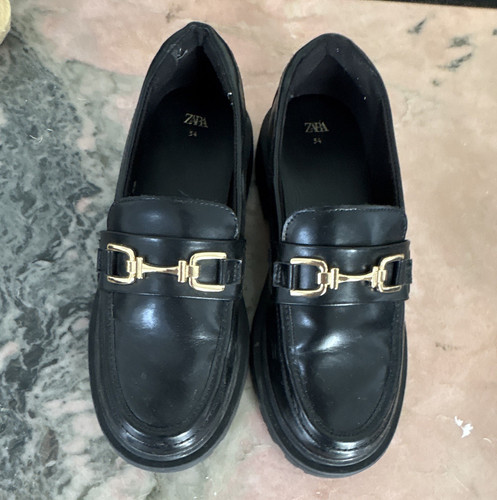 Zara women black leather - black,