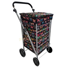 Lightweight 4 Wheel Shopping Trolley with Adjustable Handle Strong & Sturdy Cage