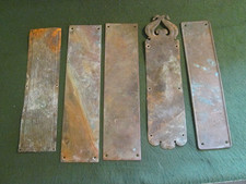 Collection 5 Antique Reclaimed Solid Brass Door Finger Plates for Restoration