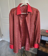 STEFANO RICCI  Dress 100% SILK Shirt LOGO Size 16.5 Us 42 Uk  Red