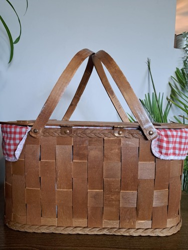 Vintage wicker picnic basket - vintage,