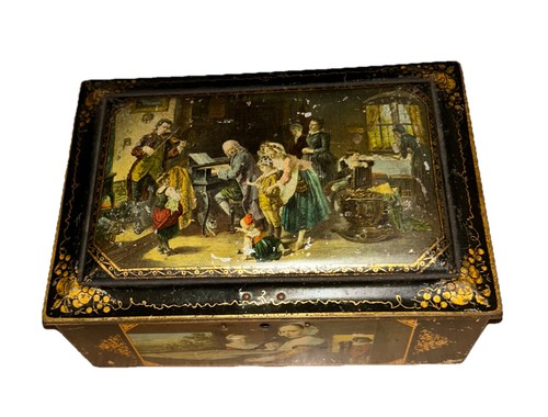 Vintage tin tea caddy - vintage,