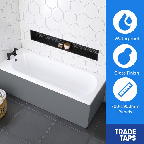 Halite matt grey bath panel - grey,