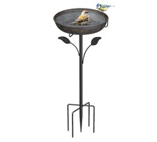 Bird Bath 26 cm Metal Standing Feeding Bowl for Outdoor Garden, Metal Bird Basin