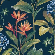 Floral & Wood Panel Wallpaper