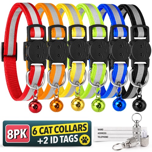 6pk reflective cat collars - reflective,