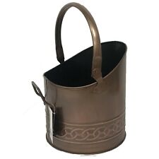 Fireside Coal Bucket Hod Scuttle Fireplace Log Wood Ash Storage Copper Finish