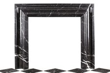 Regency Baroque Bolection Fireplace Surround in Italian Nero Marquina Marble