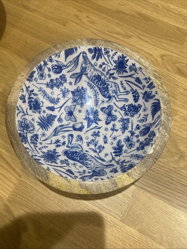 Blue enamel bowl - with, floral