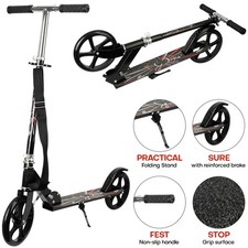 Kids Kick Scooter Teen Push Scooter Adjustable Rear Brakes Inflatable Big Wheels