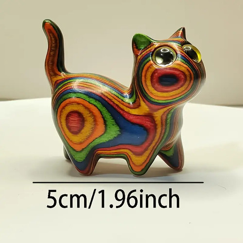 Painted wooden kitten - wooden,