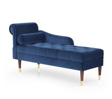 Vesgantti Velvet Chaise Longue,Indoor Sofa with left Armrest & Lumbar Pillow 
