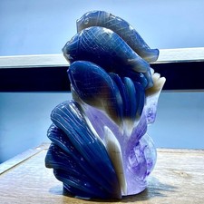 Amethyst Agate Swan/Fish - Double-Sided Carving - 3.8LB