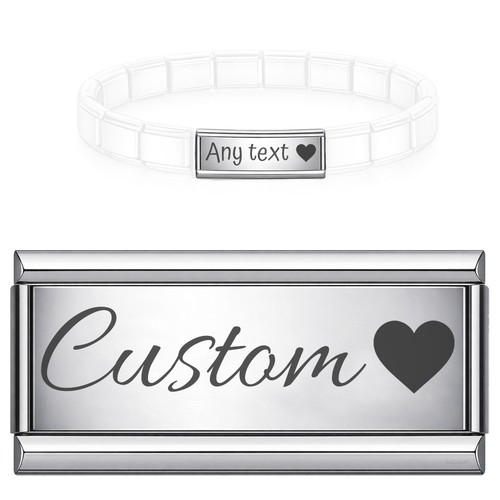 Personalised long link charm - personalised,