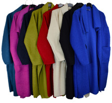 Ladies Italian Lagenlook Boucle Warm Winter Waterfall Collar Coat.