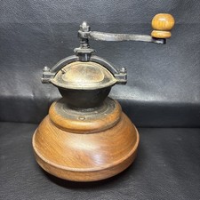 Vintage Metal & Wooden Coffee Mill / Grinder, 7.5” Tall.