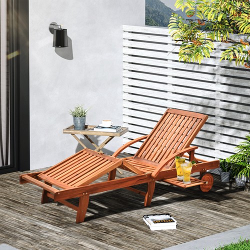 Garden wood sun lounger chaise - garden,