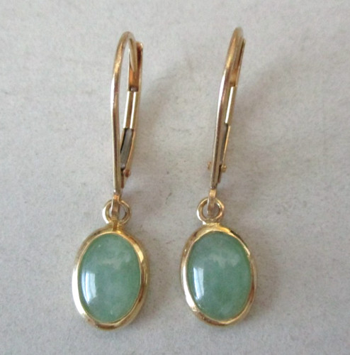 Jade gold 14k leverback - gold,