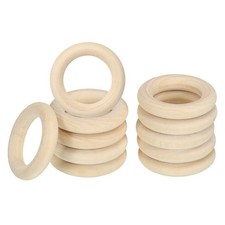 30mm/1.18" Unfinished Wooden Rings, 50Pcs Natural Solid Circle Unfinished Rings