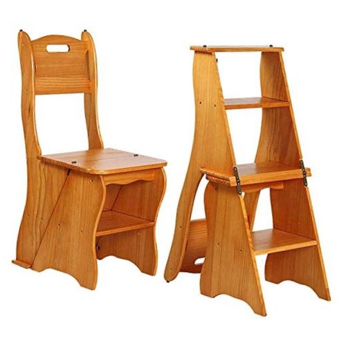 Wooden folding library ladder - folding,