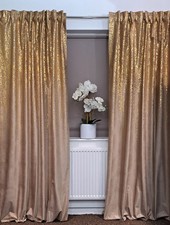 Amazing novelty velvet curtains with gold/silver pattern Pencil pleat