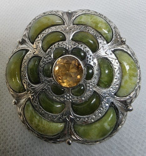Scottish agate silver brooch - scottish,