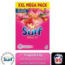 Surf XXL Mega Pack Tropical Lily Laundry Washing Powder 95 Washes, 4.75 kg