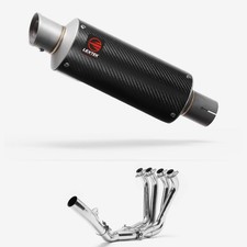 Lextek Carbon Fibre GP8C GP Stubby Exhaust System 240mm Silencer Chrome Polished