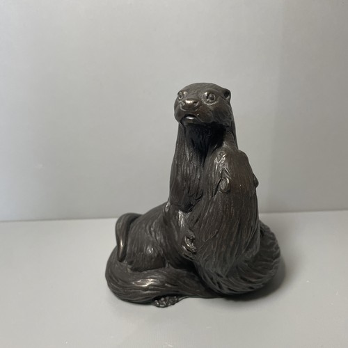 Bronze effect otter figurine - bronze,