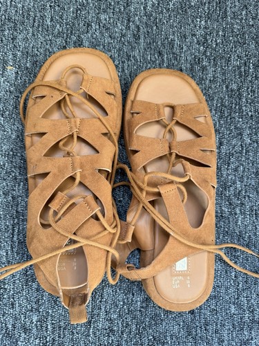 Tan suede lace - up, sandals
