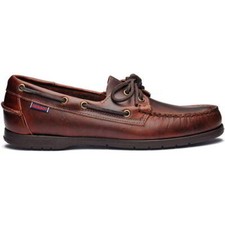 Sebago Endeavour Mens Brown Waxed Leather Boat Deck Shoes Size 8-13