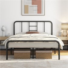 Metal Bed Frame Double 4ft6 Platform Mattress Foundation Base with Slat Support