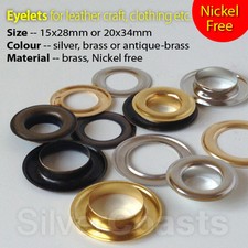 Large Eyelets Leather Craft Sewing Big Grommet Solid Brass Nickel Free 15, 20mm