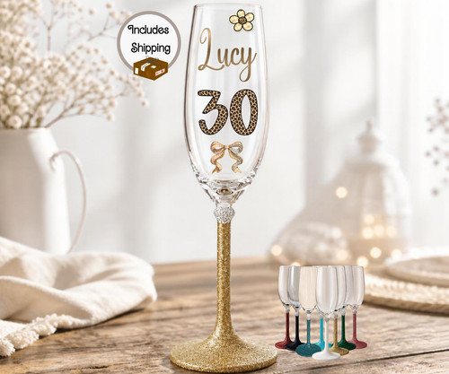30th wine glass - glass,, birthday