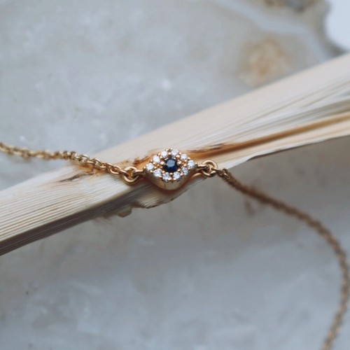 9ct gold diamond evil - gold, eye