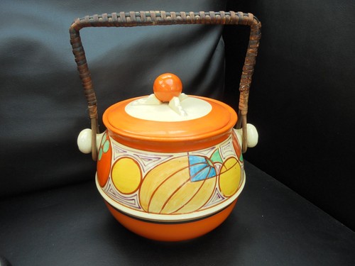Clarice cliff biscuit barrel - a,