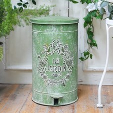 Vintage Metal Garbage Can With