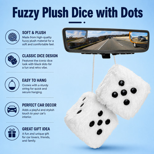 Pair fluffy dice - fluffy, car