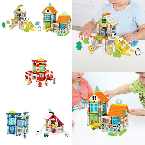 Wooden house building playset - house,