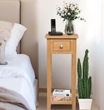 Small Console Table, Solid Wood Telephone Table, Oak Bedside Stand with Drawer