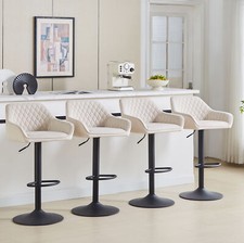 2/4X Bar Stools Velvet/PU Leather w/Gas Lift Breakfast Swivel Kitchen Chairs