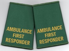 Woven Ambulance First Responder Epaulette Slider Pair Green Epaulettes