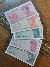 5 Indonesia Banknotes 1960s Old Money Currency Job Lot 