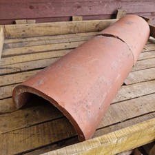Pair Of Reclaimed red Natural Clay Half Round Ridge 18 In / 450mm 